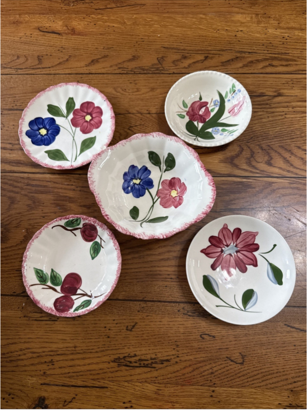 Vintage Blue Ridge Southern Pottery Bowls, Plates Flower Underglaze U.S.A Plate